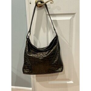 Brighton Embossed Chocolate Brown Patent Leather Shoulder Bag